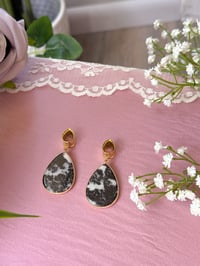 Image 1 of Zebra Jasper Teardrop Slices (Gold)
