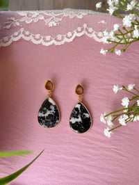 Image 5 of Zebra Jasper Teardrop Slices (Gold)