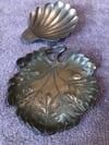 Bronze leaf trivet tray with brass scallop tray