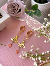 Image 1 of Long Moth Dangles with Angel Tears (Gold)