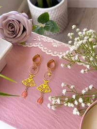 Image 3 of Long Moth Dangles with Angel Tears (Gold)