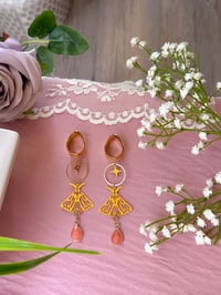 Image 4 of Long Moth Dangles with Angel Tears (Gold)