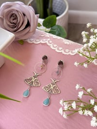 Image 2 of Long Moth Dangles with Angel Tears (Silver)