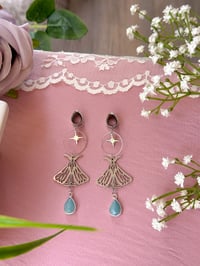 Image 1 of Long Moth Dangles with Angel Tears (Silver)