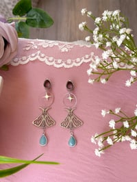 Image 3 of Long Moth Dangles with Angel Tears (Silver)