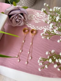 Image 4 of Double Dangly Pearls (Gold)
