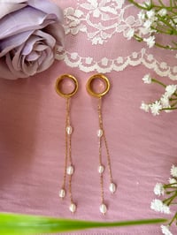 Image 3 of Double Dangly Pearls (Gold)