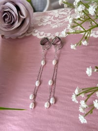 Image 3 of Double Dangly Pearls (Silver)