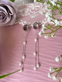 Image 4 of Double Dangly Pearls (Silver)