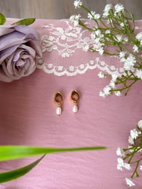 Image 2 of Dainty Pearl Drops (Gold)