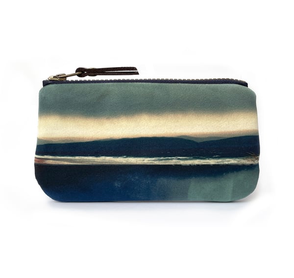 Image of Seascape, printed velvet zipper bag