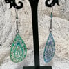 Large Green/blue Mandla drop earrings 