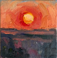 Image 1 of Sunset over the distant fields, original oil painting