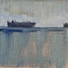 Tankers at sea, original oil painting