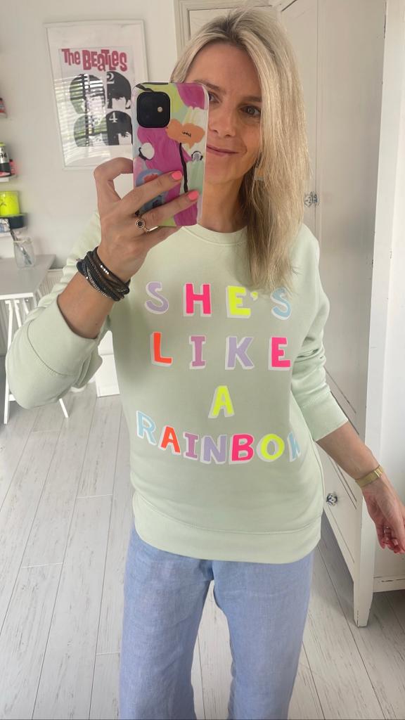 Image of She's Like a Rainbow Green Sweatshirt