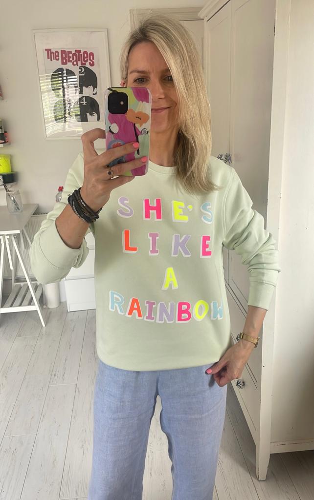 Image of She's Like a Rainbow Green Sweatshirt