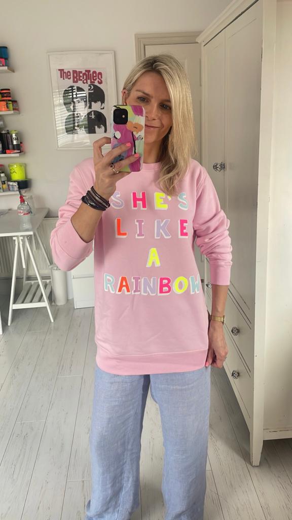 Image of She's Like a Rainbow Pink Sweatshirt