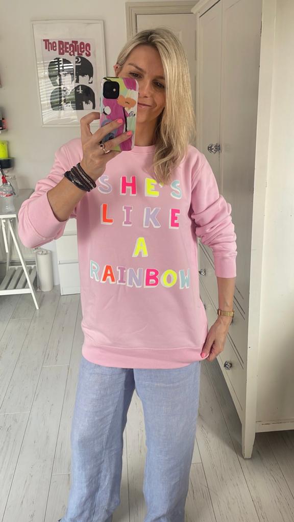 Image of She's Like a Rainbow Pink Sweatshirt