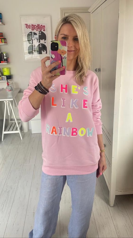 Image of She's Like a Rainbow Pink Sweatshirt