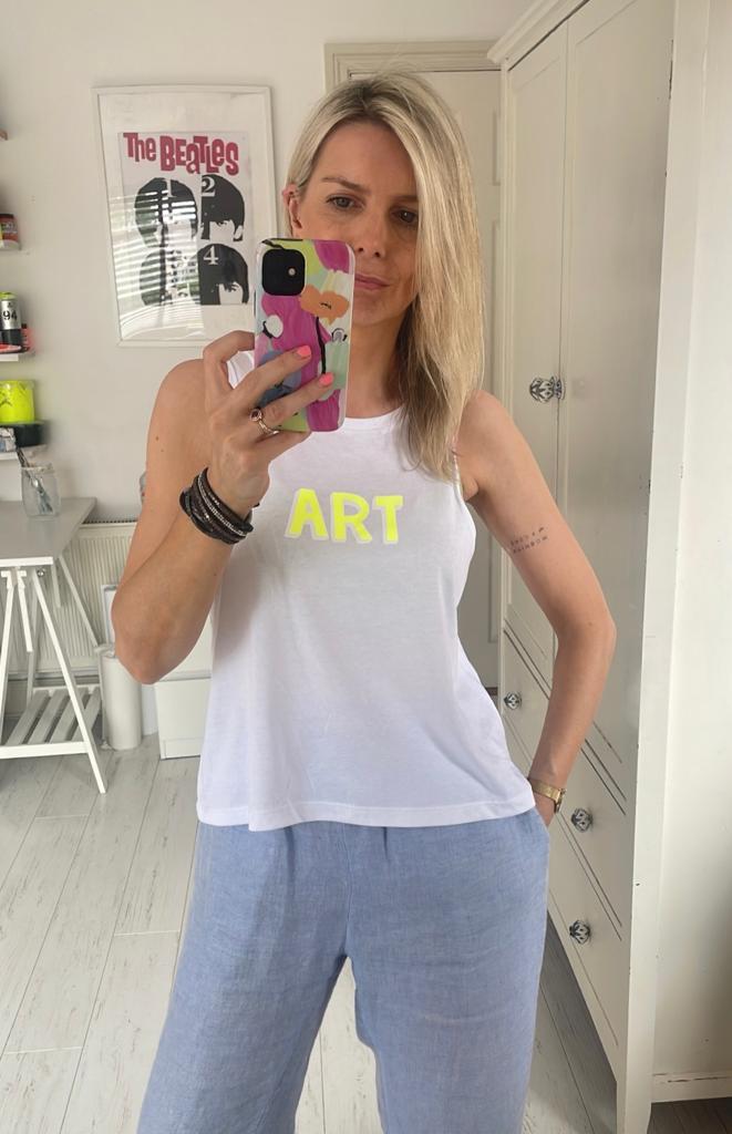 Image of ‘Art’ Sleeveless white t-shirt