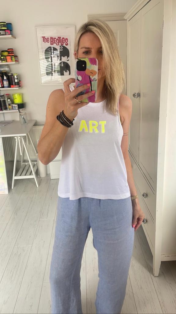 Image of ‘Art’ Sleeveless white t-shirt