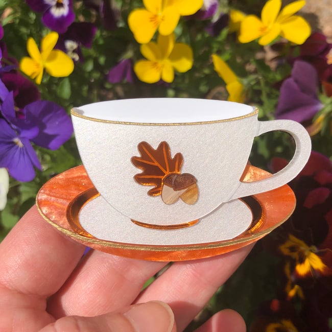 Autumn Teacup Brooch