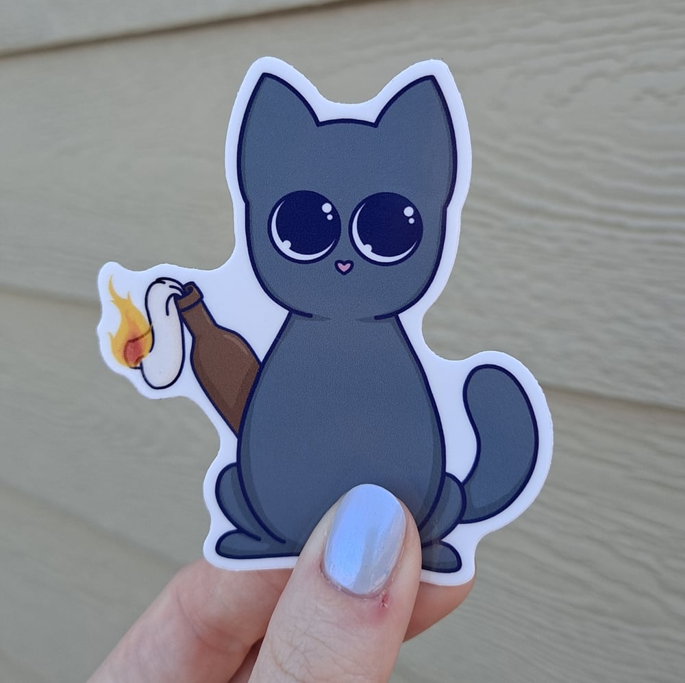 Image of Cat with Molotov Cocktail 