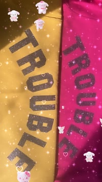 Image 4 of New Trouble Tee Fuschia 🩷🩶silver multi glitter 🩷🩶💜