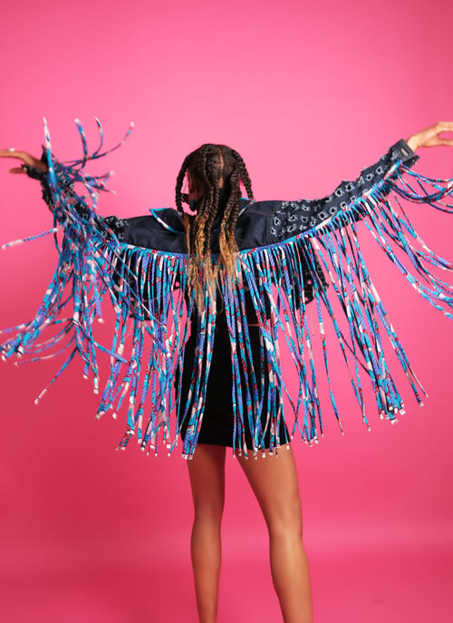 Image of Fringe Ankara denim jacket 