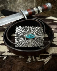 Image 1 of WL&A Handmade Heavy Ingot Gem Grade Royston Sunburst Belt Buckle - Size 3.25" x 2.25" - 130 Grams