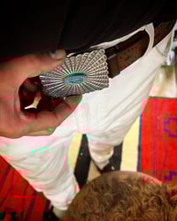 Image 3 of WL&A Handmade Heavy Ingot Gem Grade Royston Sunburst Belt Buckle - Size 3.25" x 2.25" - 130 Grams