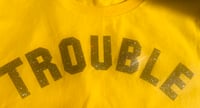 Image 1 of 💛New Yellow Trouble tee 💛with silver multi glitter💛🩶🕸️