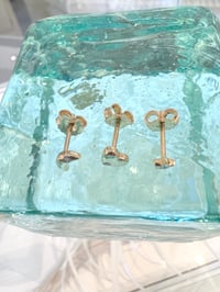 Image 2 of 14k solid gold one diamond studs earrings (half moon, heart, star)