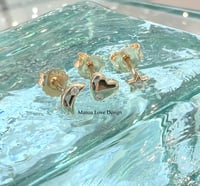 Image 1 of 14k solid gold one diamond studs earrings (half moon, heart, star)