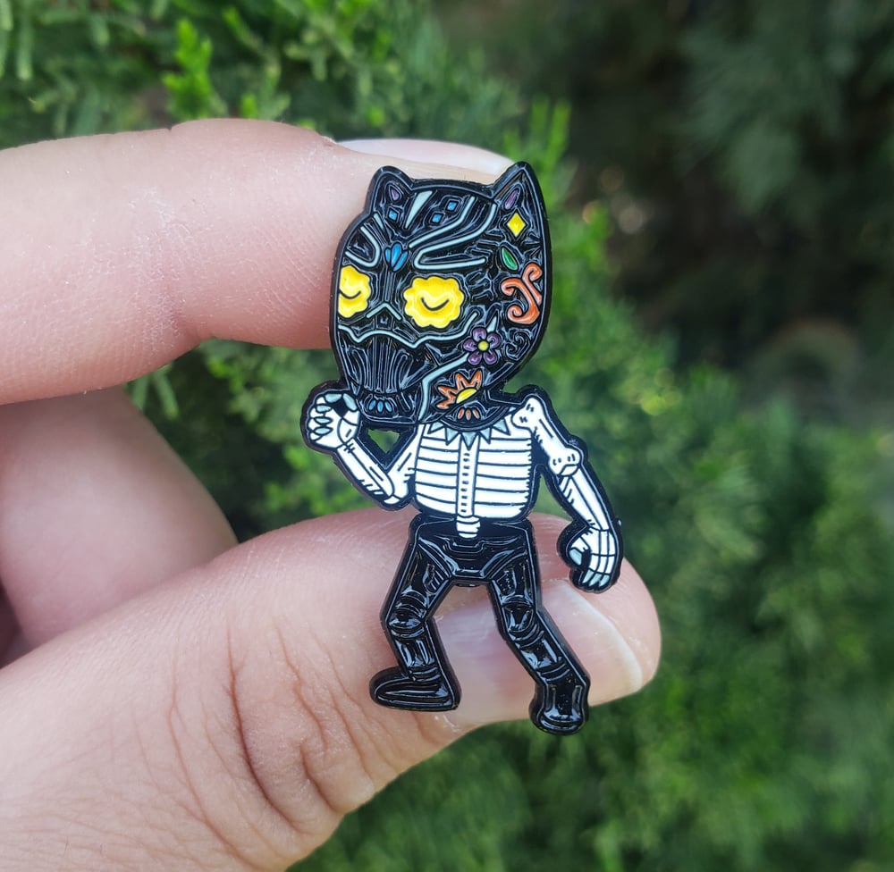 Black Panther Calavera Enamel Pin 