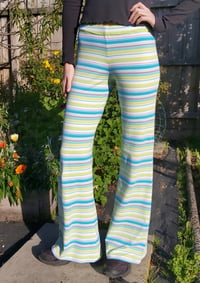 Image 1 of Blue/lime/white striped KAT Pants
