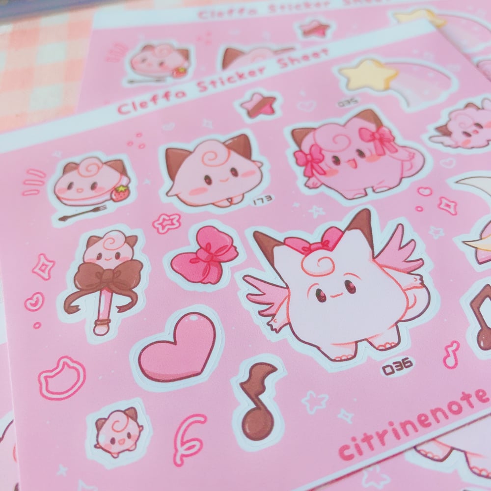 Image of Fairy Magical Cleffa Sticker Sheet Kawaii gift Clefable Clefairy Monster