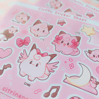 Image 4 of Fairy Magical Cleffa Sticker Sheet Kawaii gift Clefable Clefairy Monster