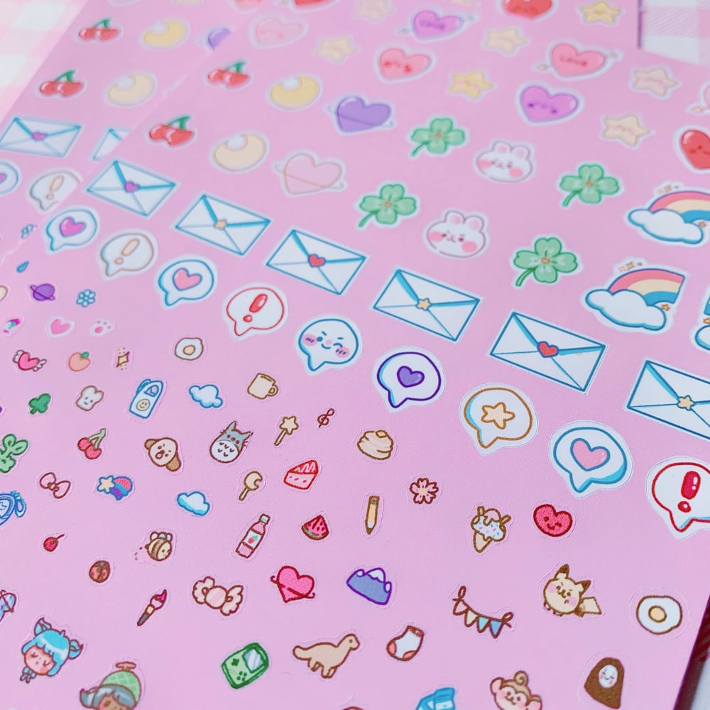 Image of 100+ Mini Deco Sticker Collection Heart Stickers Journal Diary Decorating Scrapbook Cute Rainbow