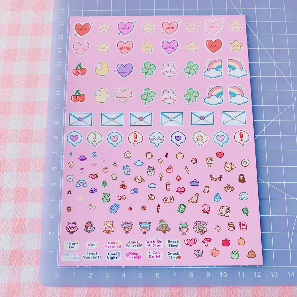 Image of 100+ Mini Deco Sticker Collection Heart Stickers Journal Diary Decorating Scrapbook Cute Rainbow