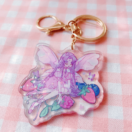 Image of Berry Fairy Fantasy Holographic Keychain Magical Girl Decoration Journal Aesthetic Cute Deco