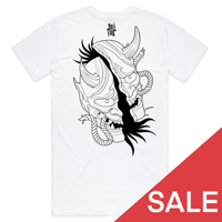 Image 2 of White Tall Tee - Oni Mask
