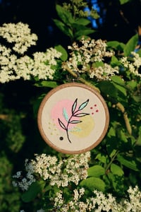 Abstract leaves embroidery hoop