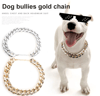 Gold Dog Chain Collar Choker For Large Pitbull Bulldog Teddy French Bulldog Metal Collar Pet Necklac