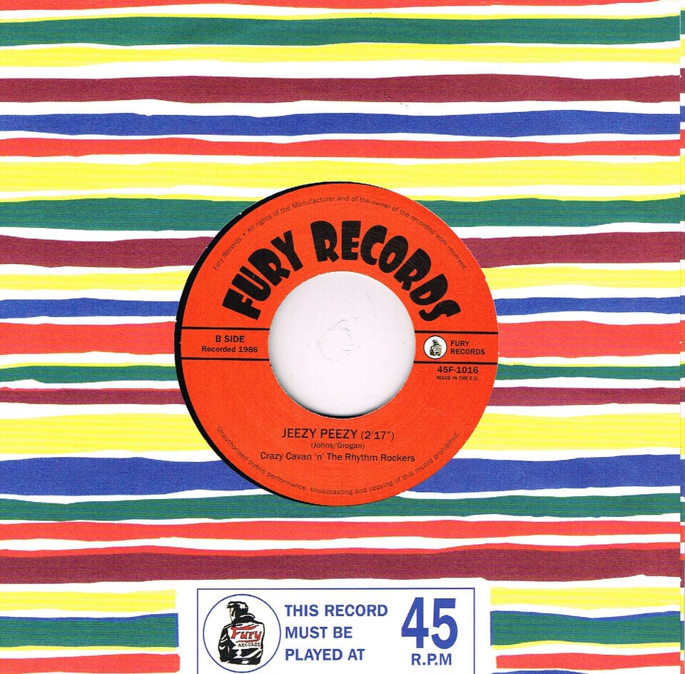   CRAZY CAVAN 'N' THE RHYTHM ROCKERS  OLD BLACK JOE / JEEZY PEEZY  FURY Label 1016  Vinyl, 7", 45 RP