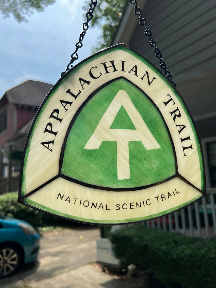 Image of Appalachian Trail Sign on Ivory Glass