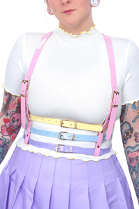 Image 1 of MYVIOLET: PASTEL COLORBLOCK ADJUSTABLE HARNESS
