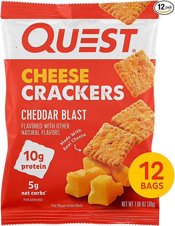 Image of Quest Nutrition Cheese Crackers, Cheddar Blast, High Protein, Low Carb, Made with Real Cheese, 12 Co