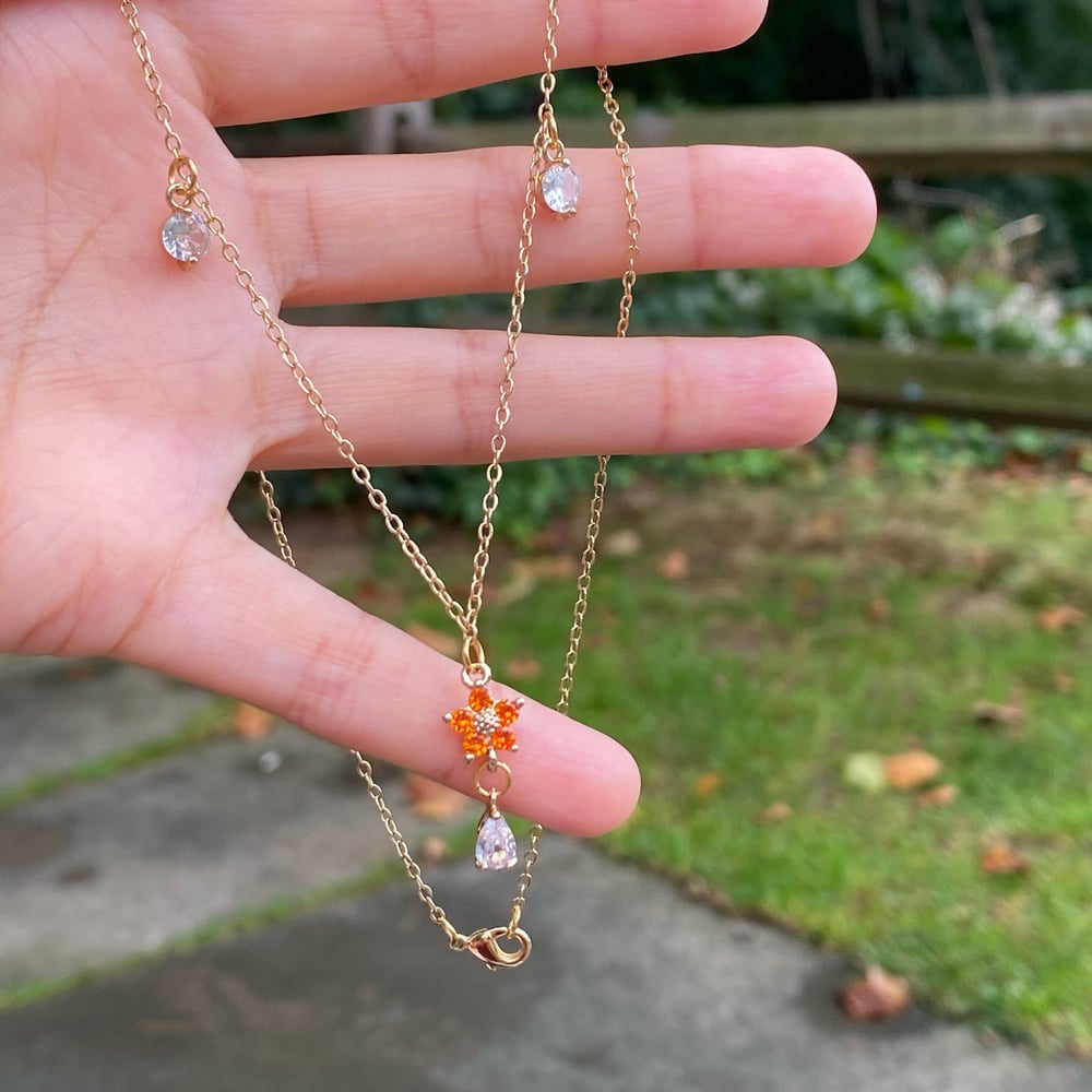 Image of Shimmering Florals Necklace (Tangerine or Purple)