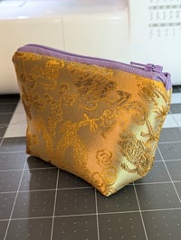 Image 4 of Chinese Dragon Golden Yellow Silky Brocade Zippered Coin Purse